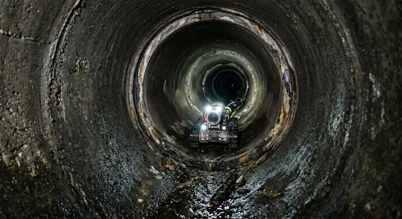 Robotic sewer camera inspecting pipe interior for Drain Snake Service in Kaneohe Base